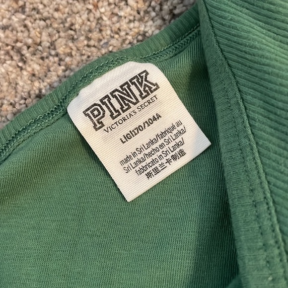 Victoria’s Secret PINK green one sleeve rubbed crop Large - Picture 3 of 5